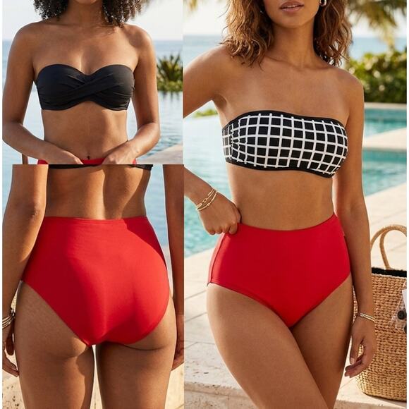 kate spade Other - NWT Kate Spade 3 PC Swimsuit Bikinis High Waist Swim Beach Summer Bundle Size S